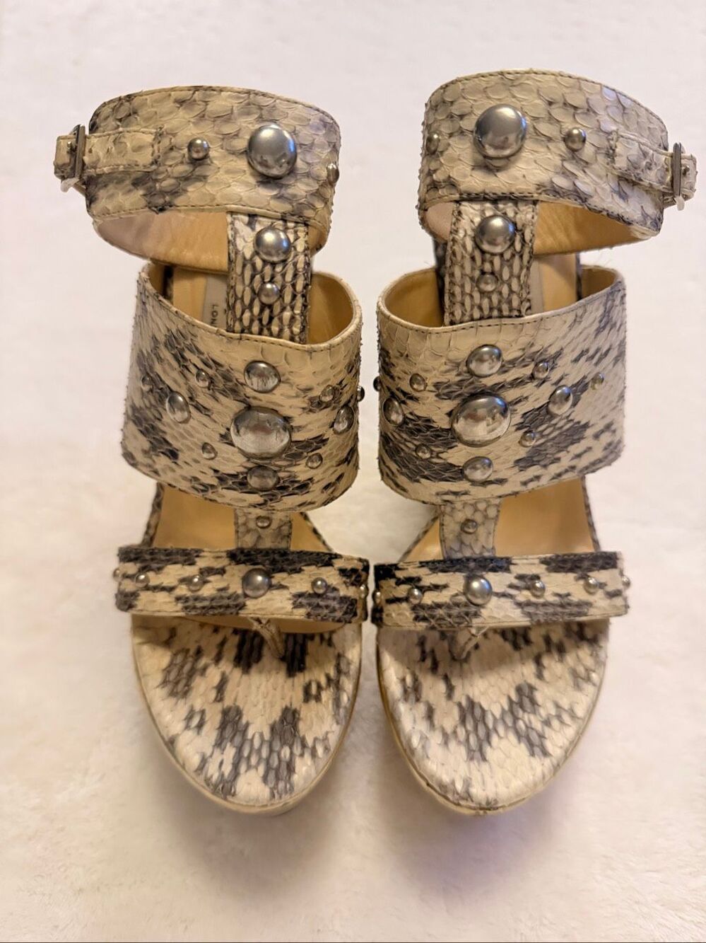 Jimmy Choo Python Print Studded Platform Wedge Sandals EU 36 US 6 - Picture 8 of 15